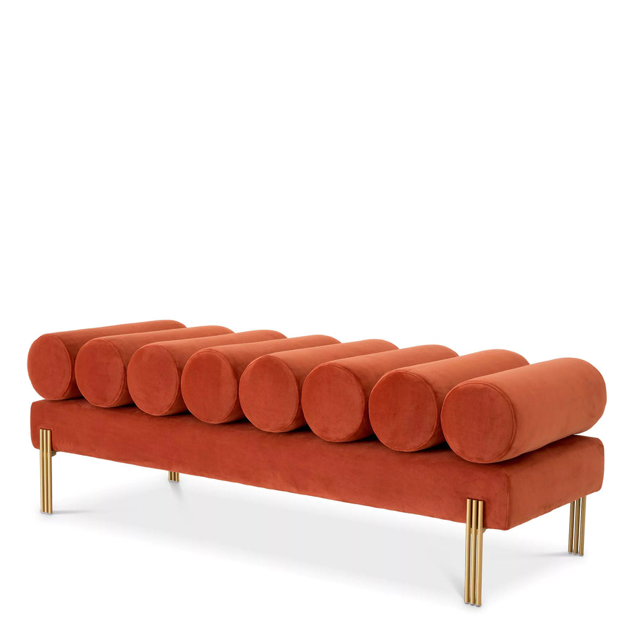 Ławka Eichholtz Oxley w tkaninie Savona orange velvet