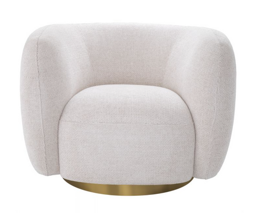 Obrotowy Fotel Eichholtz Roxy w tkaninie Lyssa w złamanej bieli