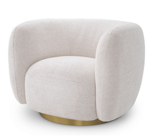 Obrotowy Fotel Eichholtz Roxy w tkaninie Lyssa w złamanej bieli