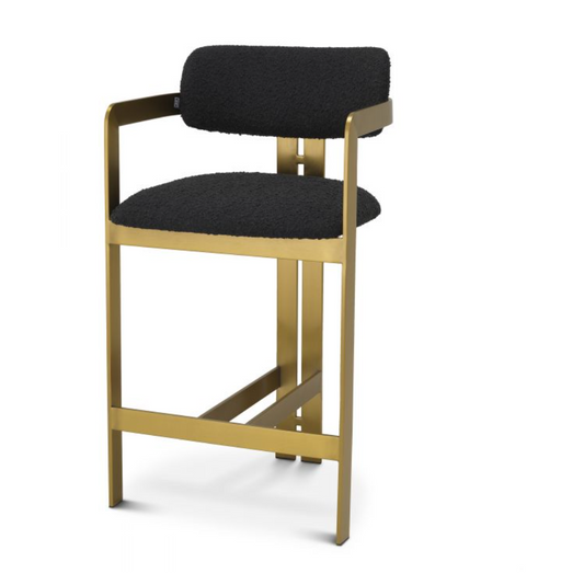 Stołek Nablatowy Eichholtz Donato w tkaninie Boucle Black