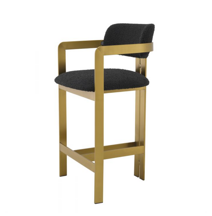 Stołek Nablatowy Eichholtz Donato w tkaninie Boucle Black