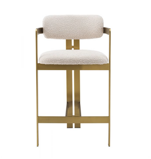 Taburete alto Eichholtz Donato en tejido Boucle crema