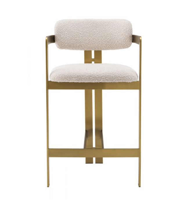 Taburete alto Eichholtz Donato en tejido Boucle crema